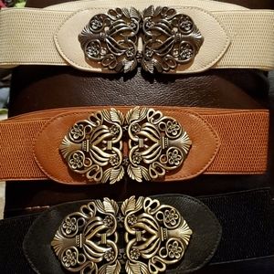 Vintage elastic waist belt set